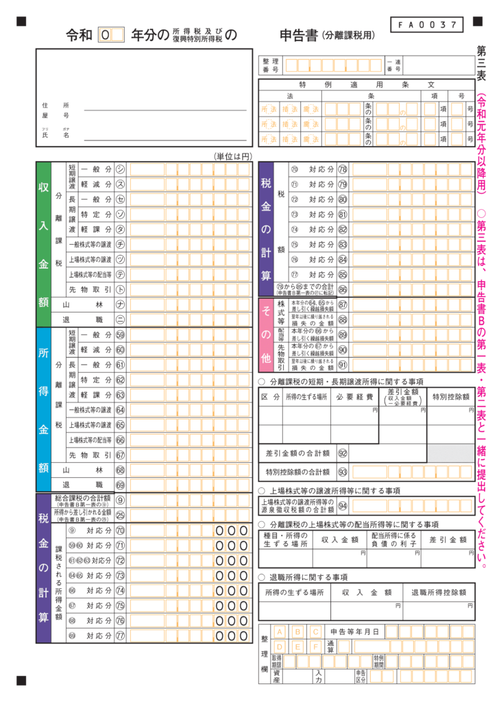 確定申告書第３表